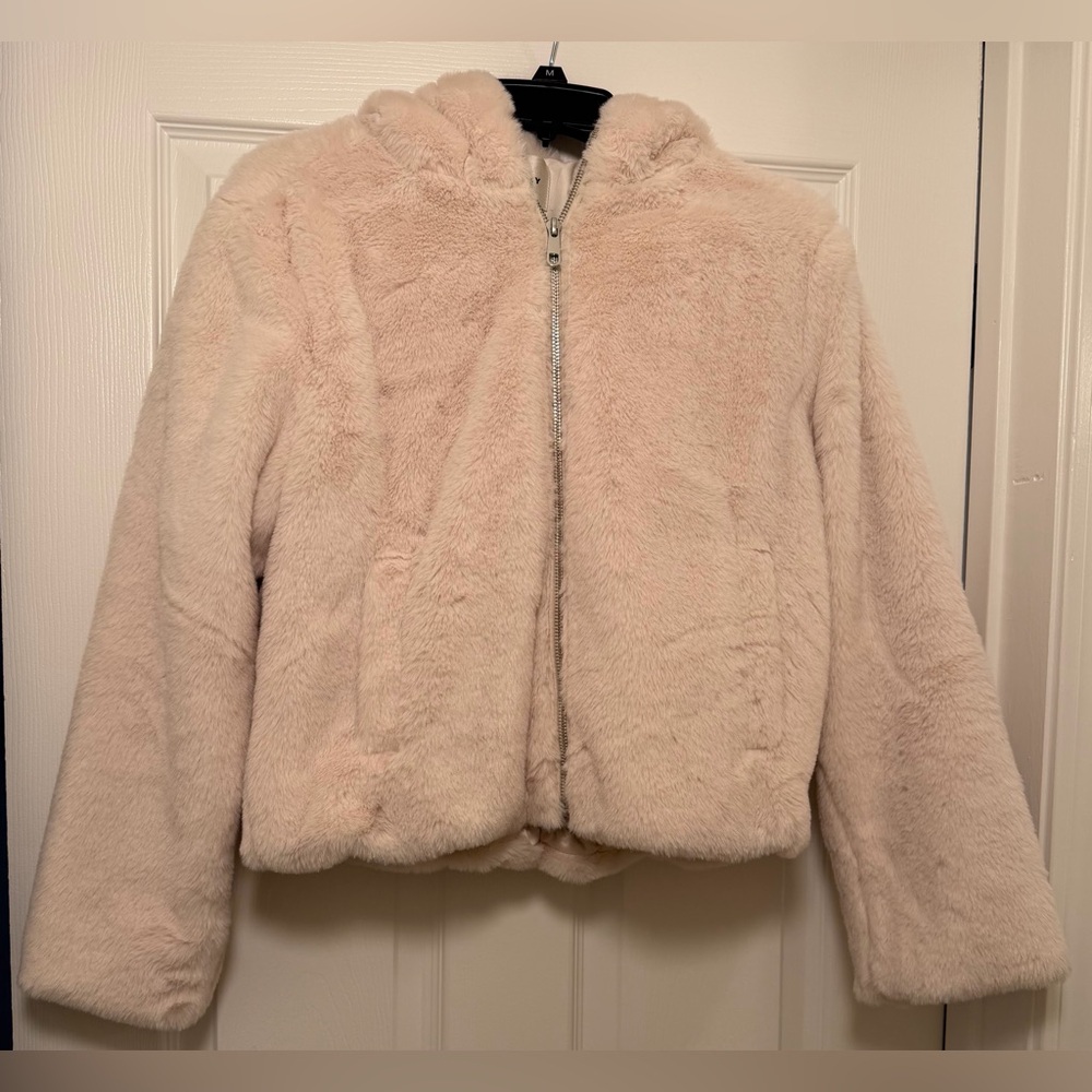 INDUSTRY Cream Faux Fur Women’s Hooded Jacket Size Medium
